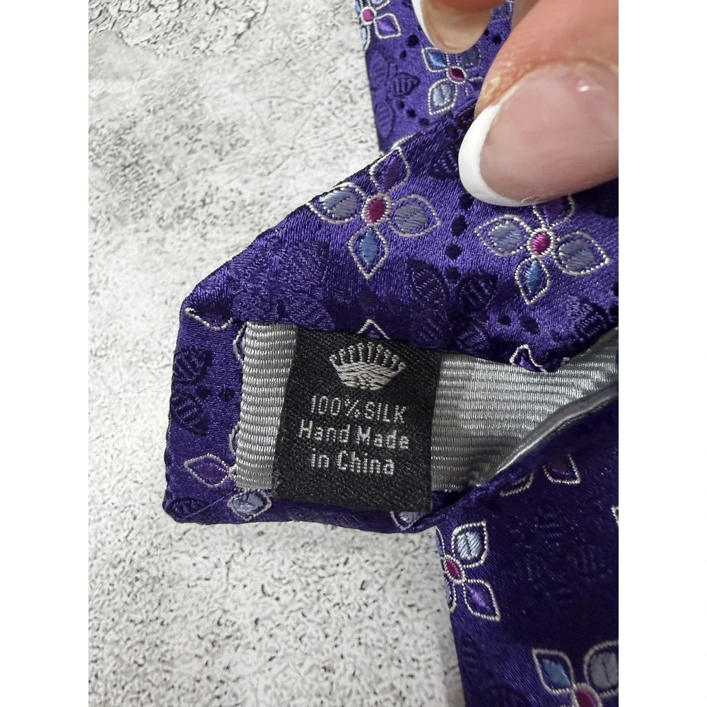 Countess Mara Silk Tie Mens One Size Purple Geometric‎ Made In China Necktie